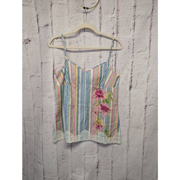 VTG Express Design Studio Y2K Cotton Babydoll Cami Top M Meds Lace Fairy Coquett - Picture 1 of 9